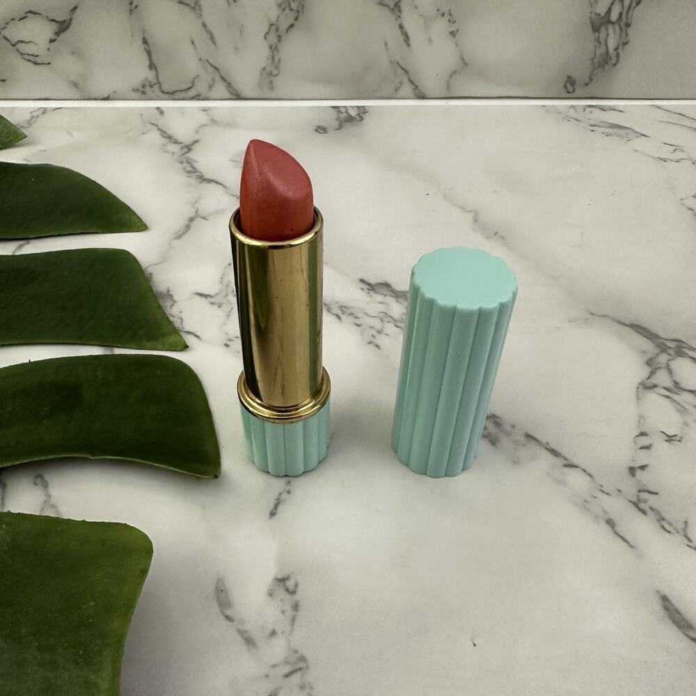 Estee Lauder All Day Lipstick Makeup Frosted Apricot Ribbed Case Green Tube